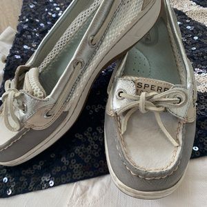 Silver & Gray Sherry Open Mesh Boat Shoes